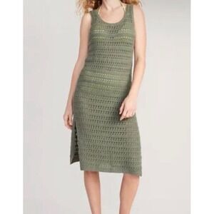 Old Navy Olive‎ Green Pointelle Knit Sleeveless Midi Dress Coverup Size M